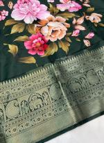 Bottle Green Rangoli Silk Traditional Wear Digital Printed Saree