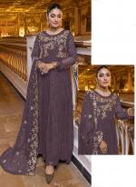 Grey Faux Georgette Traditional Wear Sequins Work Pakistani Suit