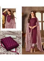 Maroon Cotton Daily Wear Embroidery Work Dress Material