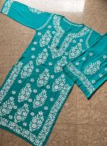 Firozi Rayon Traditional Wear Lucknowi Kurti With Pant