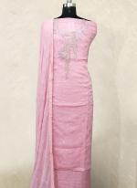 Organza Pink Traditional Wear Hand Work Dress Material