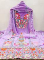 Lilac Georgette Festival Wear Embroidery Work Dress Material
