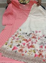 Light Pink Cambric Cotton Festival Wear Chikankari Phulkari Suit