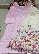 Pink Cambric Cotton Festival Wear Chikankari Phulkari Suit
