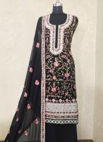 Georgette Black Festival Wear Embroidery Work Dress Material