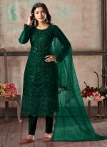 Green Net Party Wear Sequins Work Straight Suit