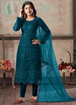 Rama Net Party Wear Sequins Work Straight Suit