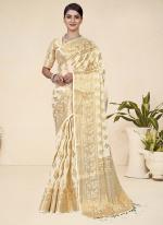 Cream Pure Viscose Festival Wear Weaving Saree