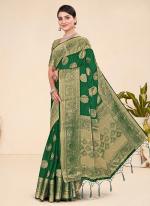 Green Pure Viscose Festival Wear Weaving Saree