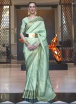 Pista Green Silk Party Wear Weaving Saree