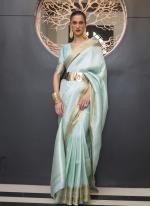 Sky Blue Silk Party Wear Weaving Saree