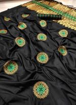 Black Lichi Silk Festival Wear Weaving Saree