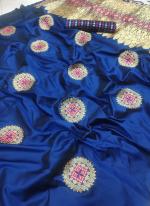 Blue Lichi Silk Festival Wear Weaving Saree