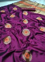 Purple Lichi Silk Festival Wear Weaving Saree