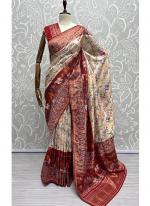 Red Meena Silk Wedding Wear Thread Work Saree