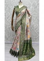 Green Meena Silk Wedding Wear Thread Work Saree