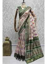 Green Meena Silk Wedding Wear Thread Work Saree