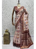 Maroon Meena Silk Wedding Wear Thread Work Saree