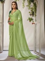 Light Green Organza Party Wear Embroidery Work Saree