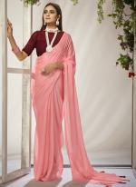 Pink Organza Party Wear Embroidery Work Saree