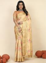 Beige Pure Dola Festival Wear Digital Printed Saree