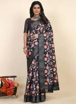 Black Pure Dola Festival Wear Digital Printed Saree