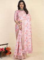 Light Pink Pure Dola Festival Wear Digital Printed Saree