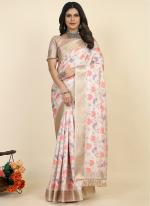 Off White Pure Dola Festival Wear Digital Printed Saree