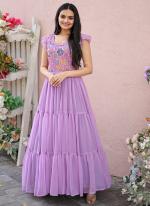 Purple Faux Georgette Party Wear Printed Work Gown