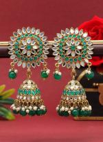 Green And Gold Mirror Jhuma Earrings