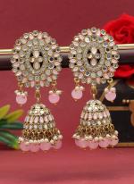 Pink Mirror Jhumka Earrings