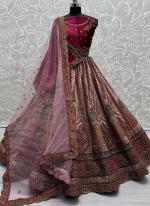 Velvet Pink Bridal Wear Multi Thread Work Lehenga Choli