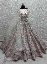 Net Grey Wedding Wear Zircon Diamond Work Lehenga Choli