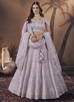 Net Lavender Bridal Wear Hand Work Lehenga Choli