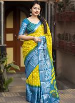 Jute Silk Light Yellow Traditional Wear Weaving Saree