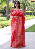 Banglori Silk Red Festival Wear Weaving Saree