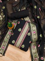 Banarasi Silk Black Traditional Wear Weaving Dress Material