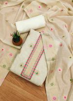 Banarasi Silk White Traditional Wear Weaving Dress Material