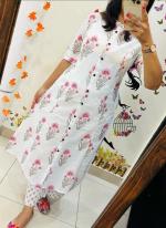 Cotton Pink Summer Wear Printed Kurti With Pant