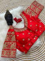 Raw Silk Red Wedding Wear Embroidery Work Blouse
