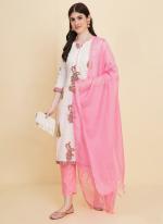 Cotton White Pink Summer Wear Floral Printed Readymade Salwar Suit