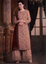 Butterfy Net Dark Pink Traditional Wear Embroidery Work Palazzo Suit