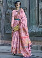 Organza Light Pink Wedding Wear Weaving Saree