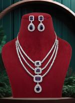   Purple Party Wear American Daimond Necklace Set