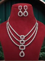 Ruby Party Wear American Daimond Necklace Set