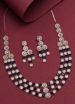   Blue Wedding Wear American Daimond Necklace Set