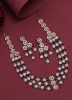   Purple Wedding Wear American Daimond Necklace Set