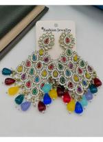   Festival Wear  Multi Color Antique Golden Metallic Earrings