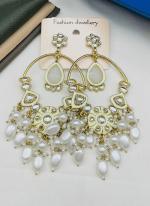   Festival Wear  White Kundan Pearl Earrings