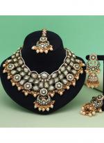   Bridal Wear  Gold Color Meena Work Kundan Necklace Set 